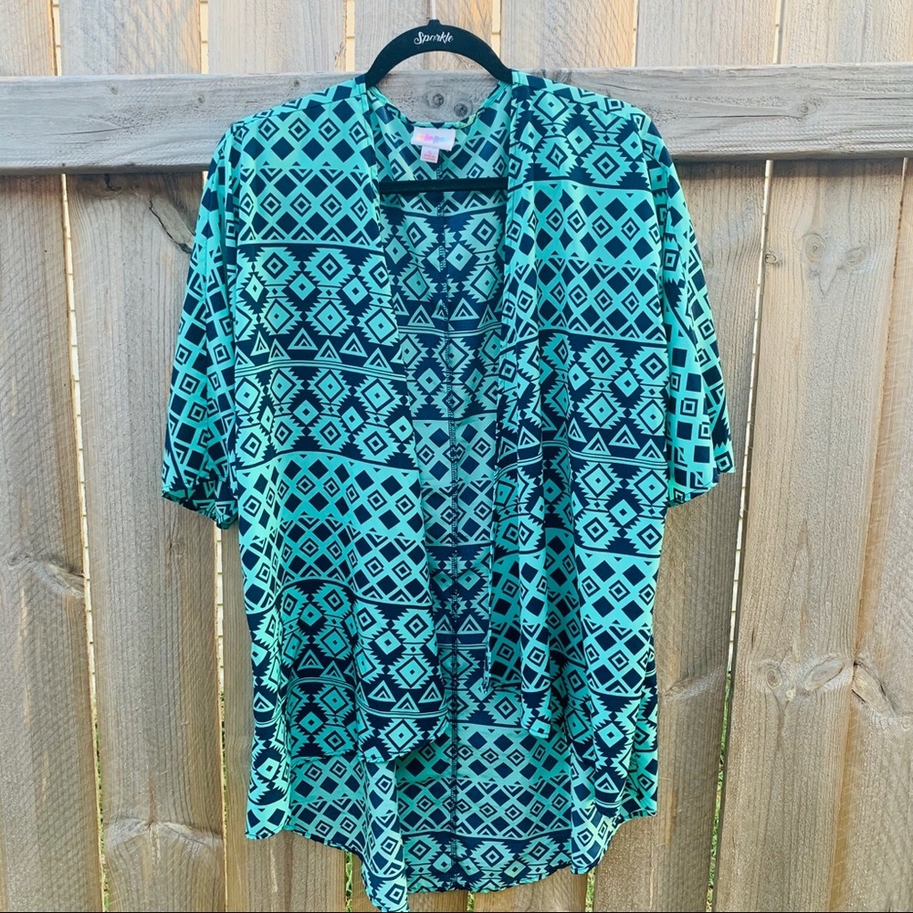 LulaRoe Blue/ mint  Kimono‎